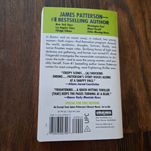 Cradle and All, Paperback Book, James Patterson, 2000, Thriller, Nun, 355 Pgs - Picture 3 of 8